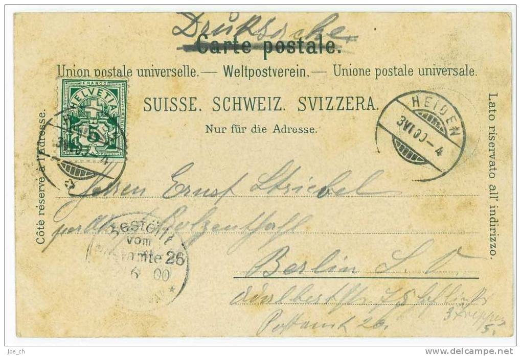 Schweiz/Suisse: Mondscheinlitho Gruss Aus Heiden 1900, 2 Scans - Heiden