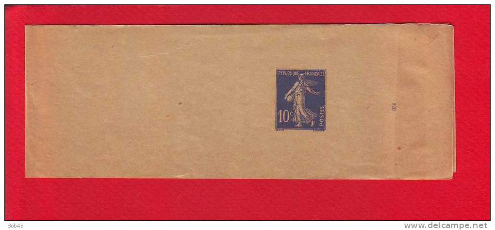 135 - Entier Postal Type Semeuse Fond Plein Inscription Maigre 10 C Bleu Outremer N° 820 (Y&T 279-BJ1) - Bandes Pour Journaux