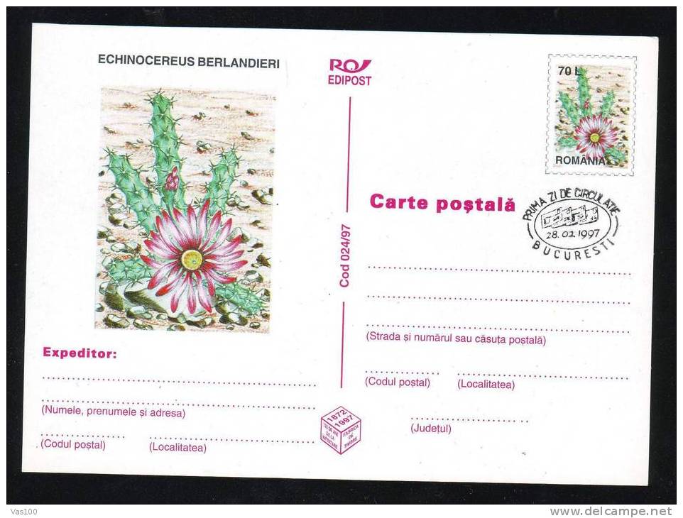 ROMANIA 1997 STP FDC Cancell. Cactusses,cactus. - Cactussen