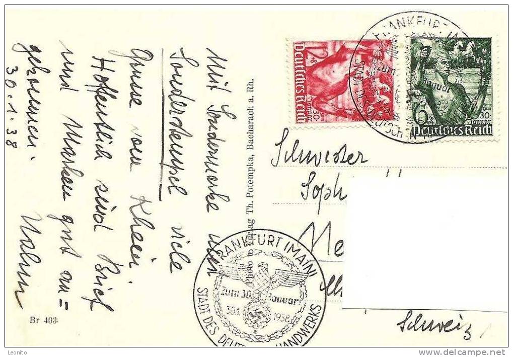 Bacharach Am Rhein Stempel ! Briefmarken ! Frankfurt Am Main 1938 - Bacharach