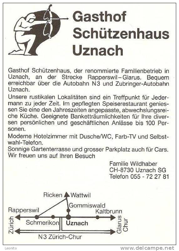 Uznach Gasthof Schützenhaus Doppel-Werbekarte 15 X 21 Cm - Uznach