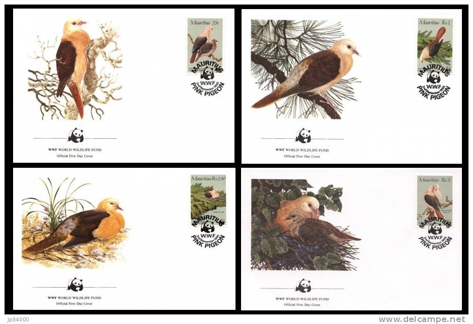 MAURICE WWF, Oiseaux, Yvert 631/34.  Enveloppes 1er Jour. FDC. - Autres & Non Classés