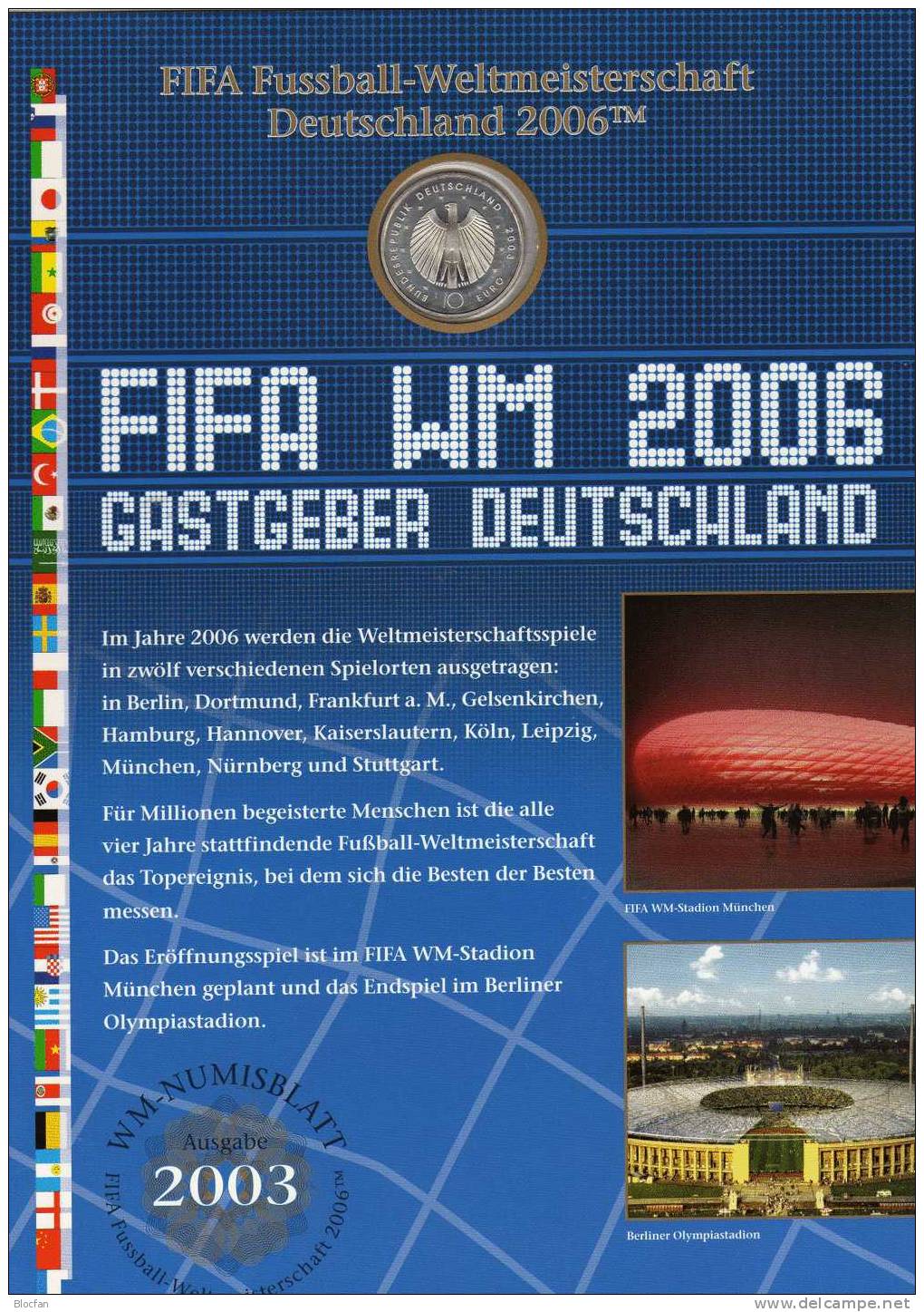 Numisblatt 25 Fussball-WM 2006 Deutschland Mit 2324/8 10-Block SST 36€ Fußball-Set From Germany - Otros & Sin Clasificación