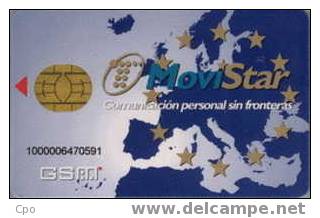 # Carte A Puce Gsm Espagne - Movistar 4   - Tres Bon Etat - - Telefonica