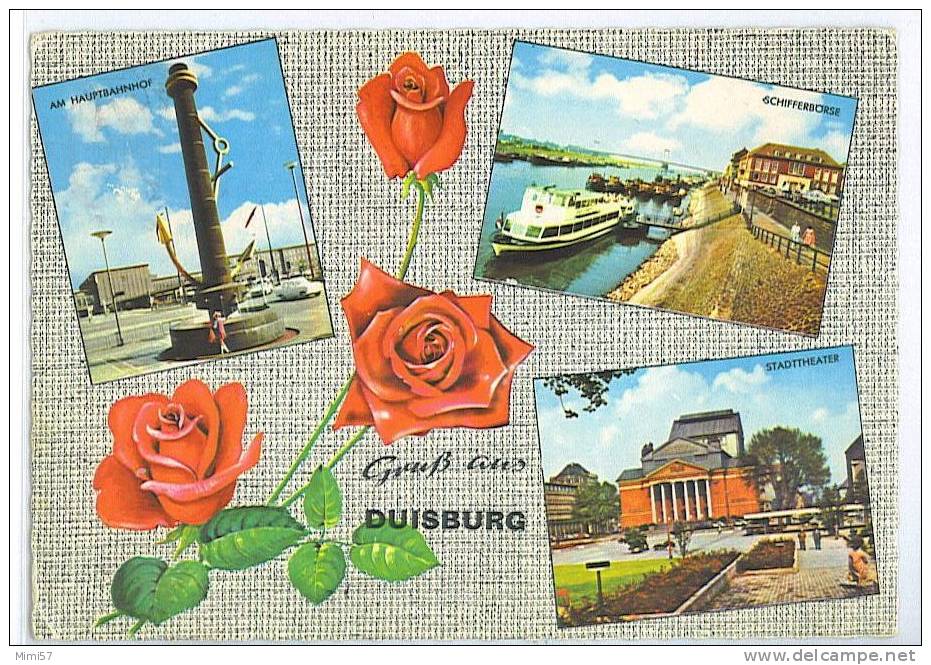 C.P.M. Gruss Aus DUISBURG - Roses Et 3 Vues - Duisburg