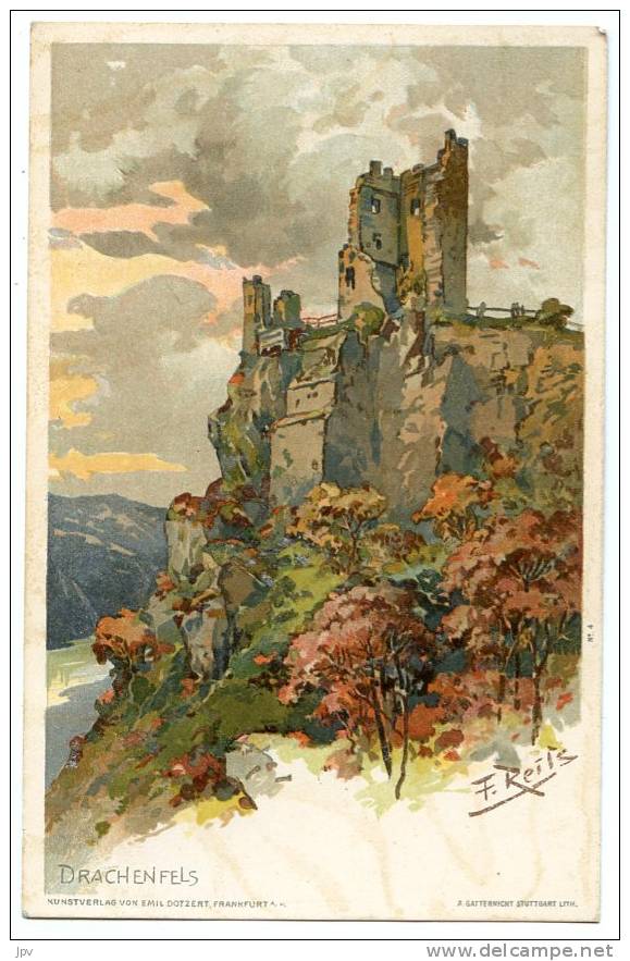 ALLEMAGNE. DRACHENFELS. Signée F. REITZ. - Drachenfels