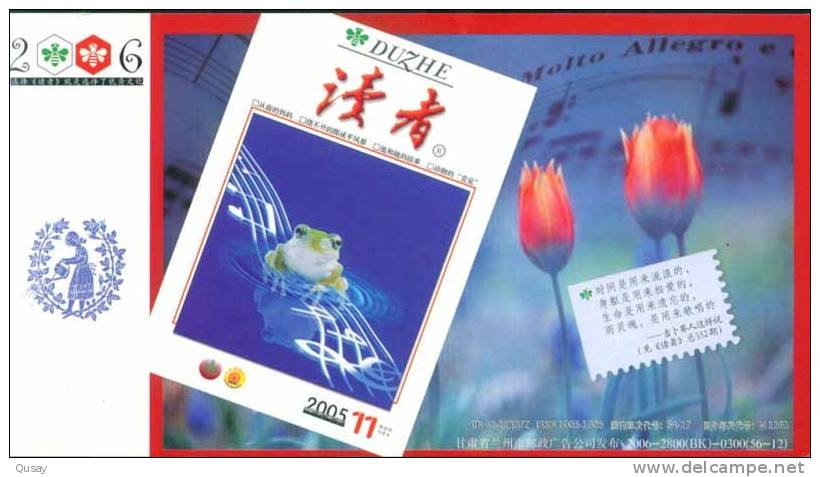 Frog Tulip Flower ,   Specimen Prepaid Card   , Postal Stationery - Frogs