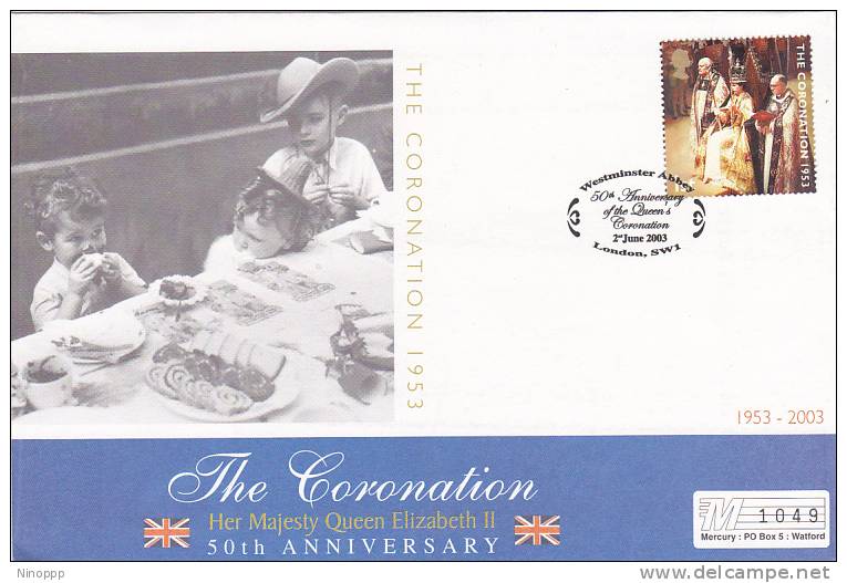 Great Britain 2003 5oth Anniversary Coronation Souvenir Cover - 2001-2010 Em. Décimales