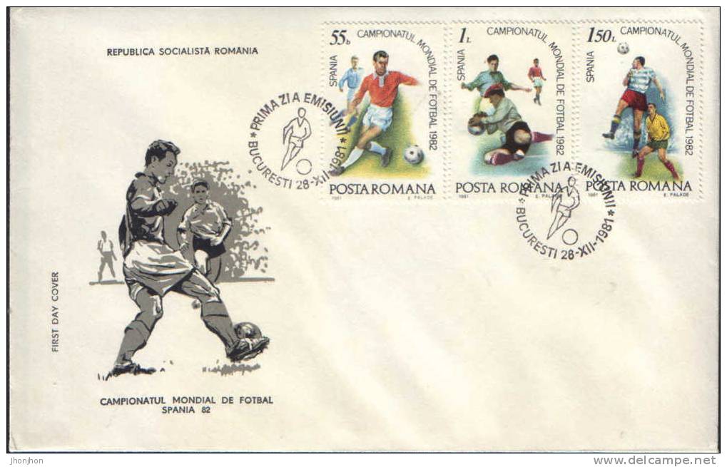 Romania-FDC-3/set - Spain 1982 World Football Championship-3/scans - 1982 – Spain