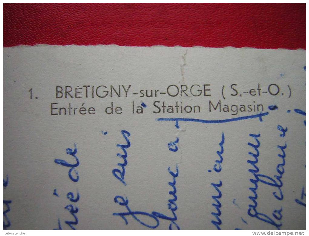 RARE CPSM-BRETIGNY SUR ORGE-ENTREE DE LA STATION MAGAZIN-3 PHOTOS RECTO /VERSO- VOYAGEE - Bretigny Sur Orge