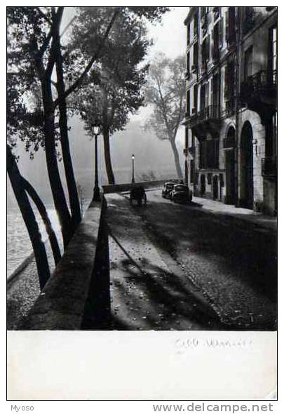 Albert MONIER  Paris Matin D'automne Quai D'Anjou, Automobiles, Charette A Bras - Monier