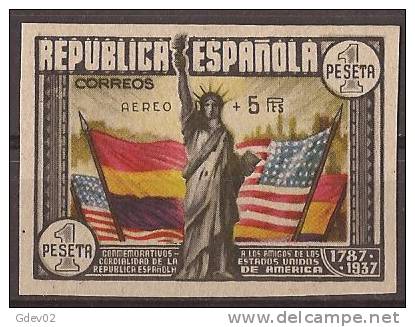 ESS765s-L1565TV.Spain Espagne  CONSTITUCION USA AEREO 1938 (Ed 765s**)sin Charnela LUJO SIN DENTAR - Errors & Oddities