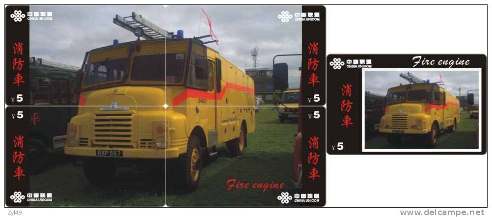 A04346 China Phone Cards Fire Engine Puzzle 49pcs - Brandweer