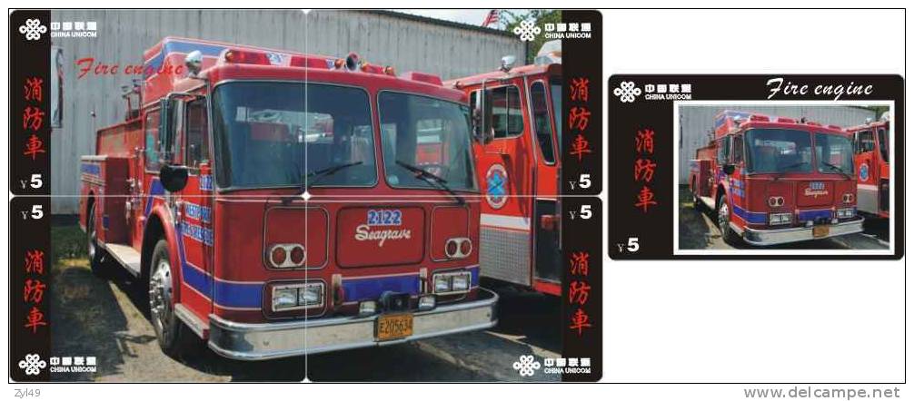 A04346 China Phone Cards Fire Engine Puzzle 49pcs - Pompieri