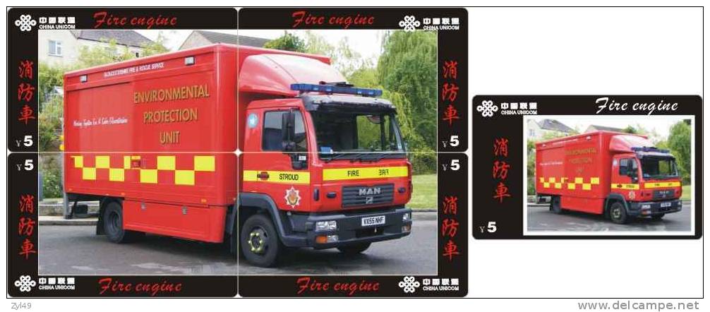 A04346 China phone cards Fire Engine puzzle 49pcs