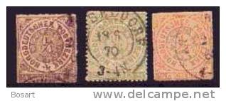 Timbre Allemagne Du Nord Conf.Lot De 3 T.Ob N°1-2-3. 1868 C.26€ - Gebraucht