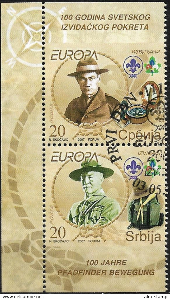 2007 Serbien  Serbija 2007 Mi. 196-7  Do DU Used  Booklet Stamp Europa - 2007