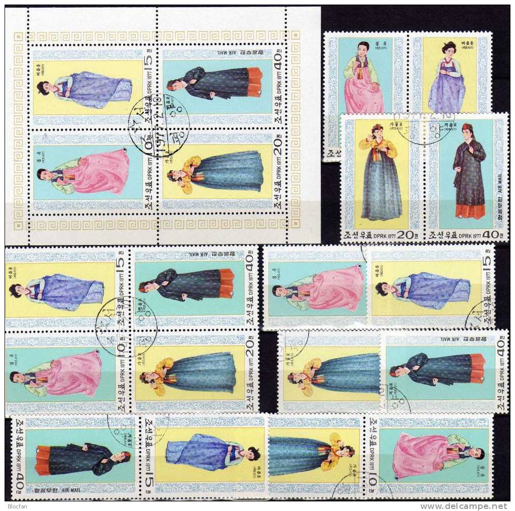 Trachten Aus Asien Korea 1600/3,4xZD,4-Block Plus Kleinbogen O 33€ Historie Gewand Tracht Frauen Set Sheetlet From Corea - Korea (...-1945)