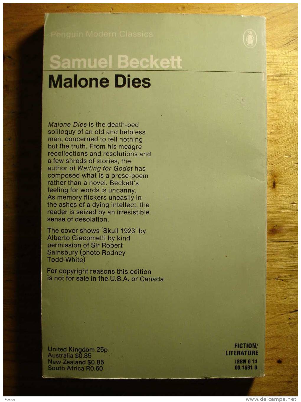 SAMUEL BECKETT - MALONE DIES - PENGUIN MODERN CLASSICS - Livre En Anglais - Fiction
