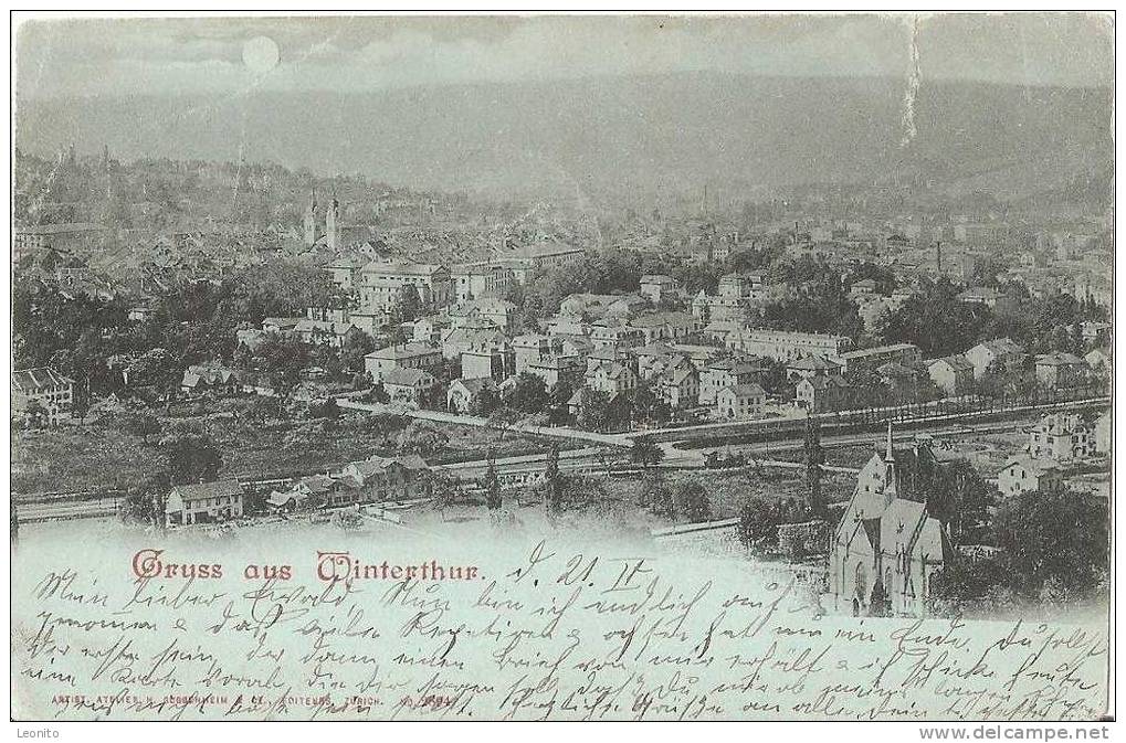 Gruss Aus Winterthur Mondscheinkarte Von Winterthur Nach Dresden 1900 - Winterthur