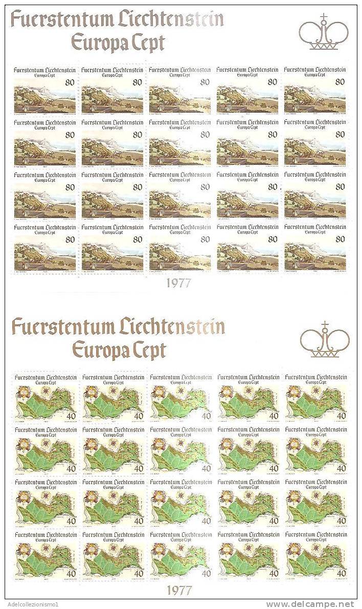 45407)n°2 Fogli Completi Liechtenstein Serie Europa Cept 1977 - Blokken