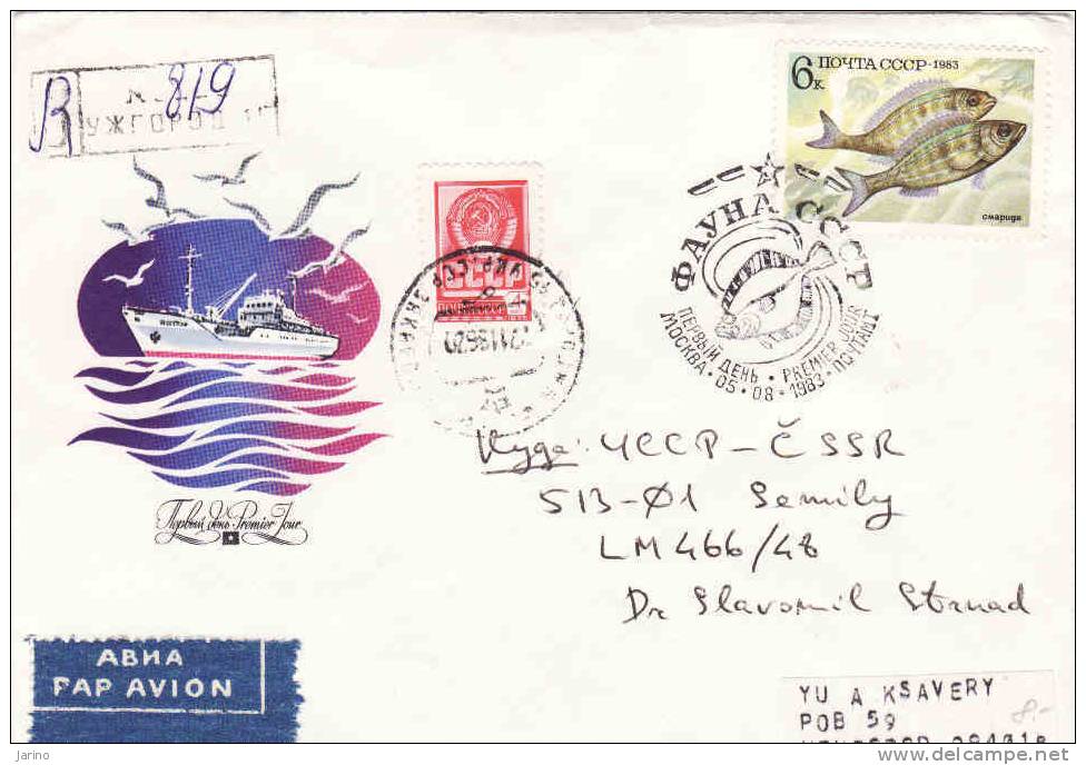 URSS 1983, FDC Fauna-poissons-ship - FDC