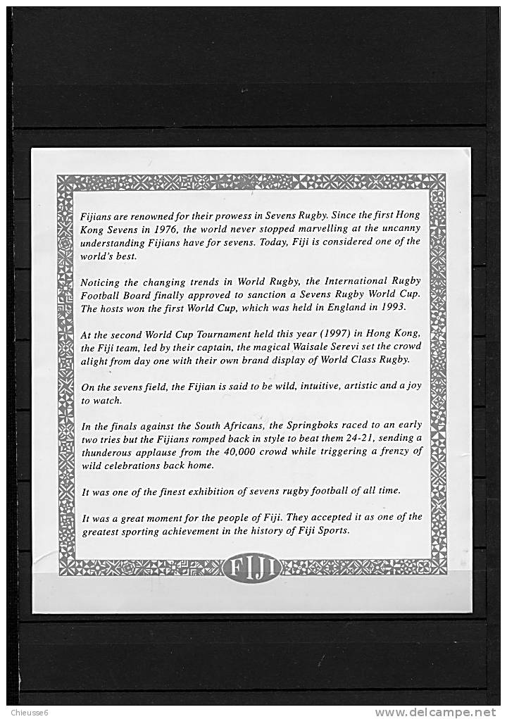 Fidji ** N° 817 à 826 Et Bloc 25 Reunis En 1 Feuillet ,dans Une Pochette - Victoire Des Fidjiens En Coupe Du Monde De Ru - Fiji (1970-...)