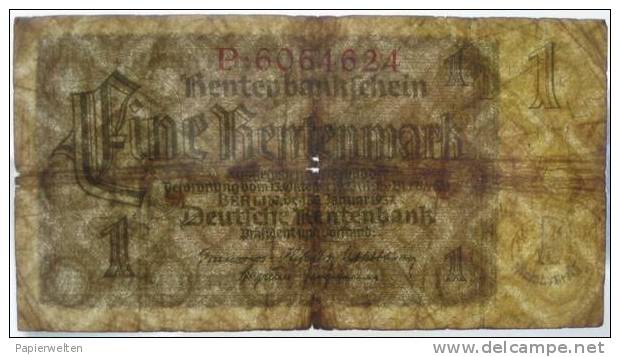 1 Rentenmark 1937 (WPM 173a / Rosenberg 166a) 30.1.1937 - 1 Rentenmark