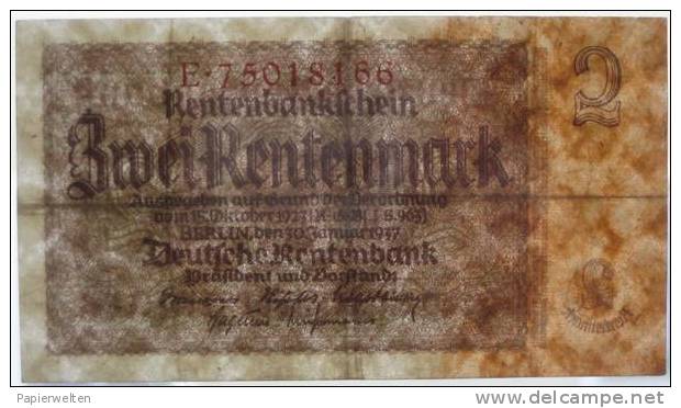 2 Rentenmark 1937 (WPM 174b) 30.1.1937 - 2 Rentenmark