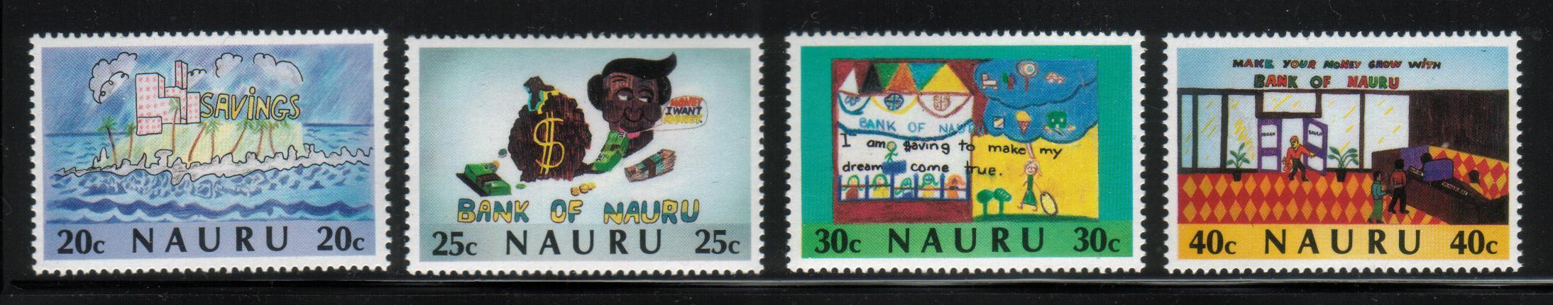 NAURU 1986 BANK ANNIV SET OF 4 NHM Children Being Encouraged To Save Their Pocket Money Art Paintings - Nauru