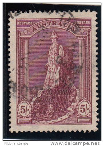 Australia 1938 ´Robes´ 5 Shilling Dl Red Brown Sc#177, -used, -F, Wmk228 - Gebraucht