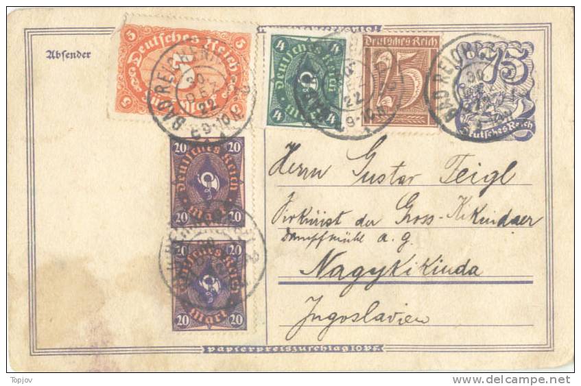 GERMANY - EMPIRE - HOHINFLA - GANZSACHE - POSTCARD 75 Pf + 49,25 Mark - 30.dez.1922. - Sonstige & Ohne Zuordnung