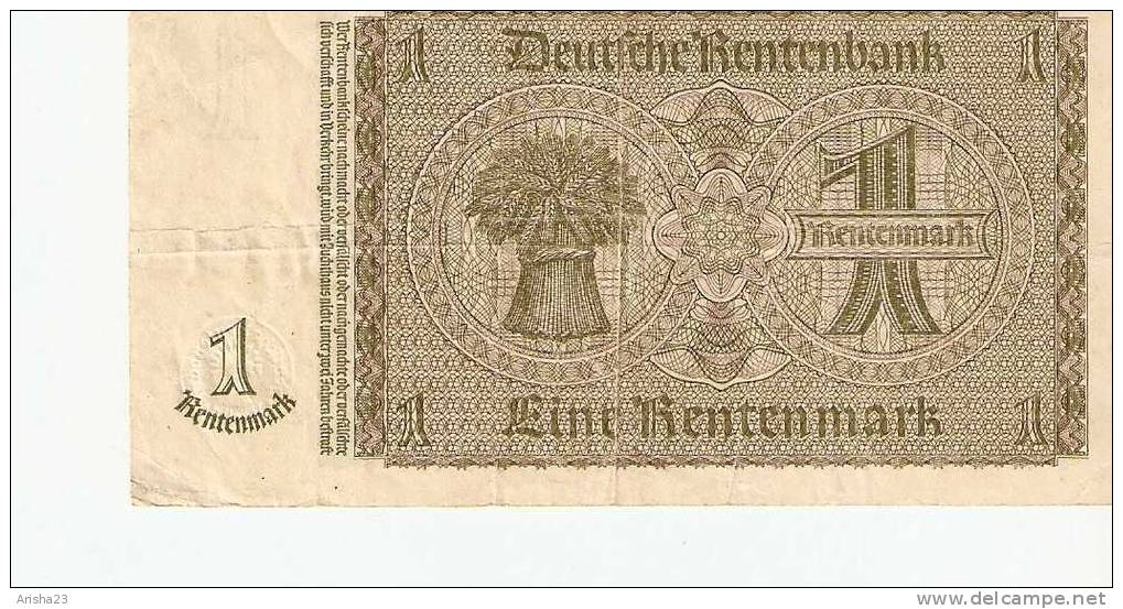 FA. Germany, 1 Rentenmark Mark 1937 - Ser.S.53446638 - 1 Rentenmark