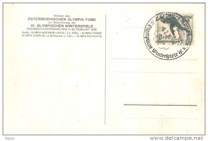 GERMANY - WINTER OLY. GARMISCH-PARTENKIRCHEN - OFFICE ART  POST CARD  AUSTRIAN OLYM.FOND - 1936. - NICE - Winter 1936: Garmisch-Partenkirchen