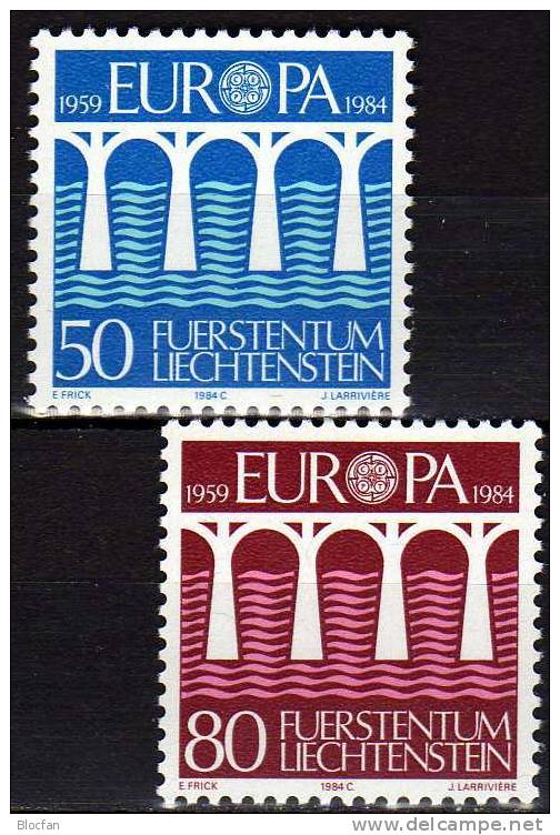 CEPT 1984 Brücke Der Verständigung Liechtenstein 837/8 ** Plus O 3€ Konferenz Post Und Fernmeldewesen Set From Europa - 1984