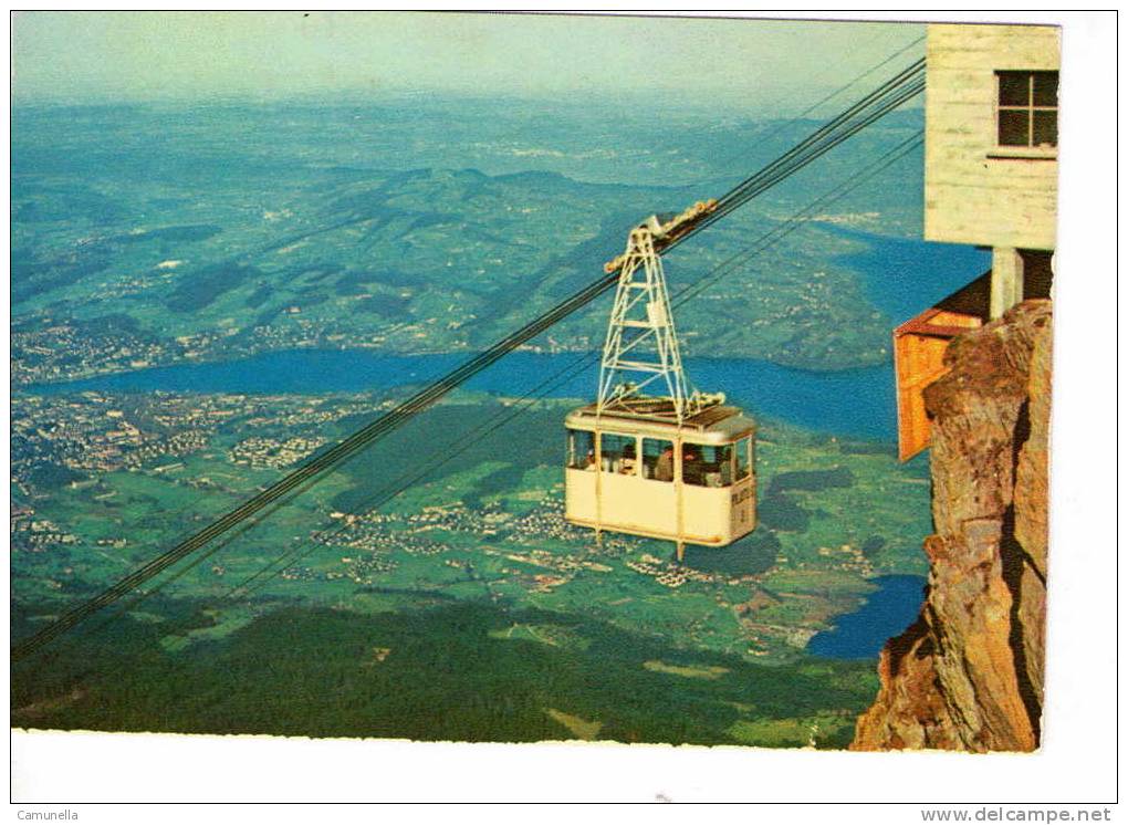 Schwebebahn Auf Den Pilatus Blick Auf Luzern - Funicular Railway