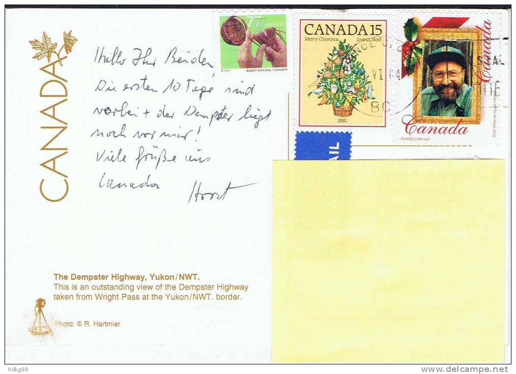 CDN+ Kanada 1981 Mi 811 Weihnachten Personalisierte Marke Auf PK Yukon Nordwest-Territorien Dempster Highway - Storia Postale