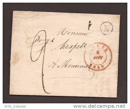 Belgique 1849 Lettre Non Affr. Càd LEUZE + Boîte M De BAUGNIES. - 1830-1849 (Independent Belgium)