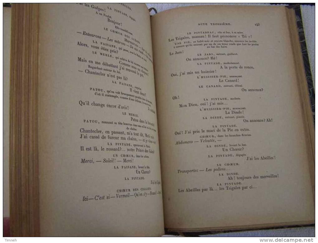 CHANTECLER-pièces En Quatre Actes En Vers De EDMOND ROSTAND-FASQUELLE EDITEURS PARIS-relié - Franse Schrijvers