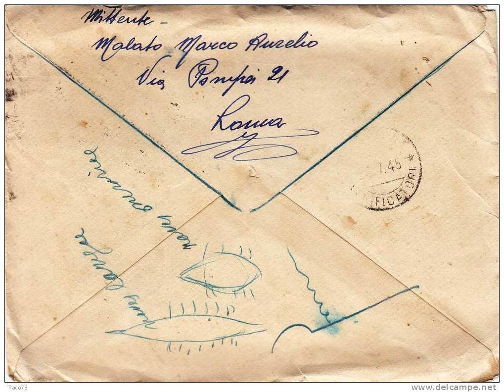 ROMA  -   TRAPANI  - Cover / Lettera    23.07.1945 -  Valori Mancanti  - Serie Imperiale E Luogotenenza - Poststempel
