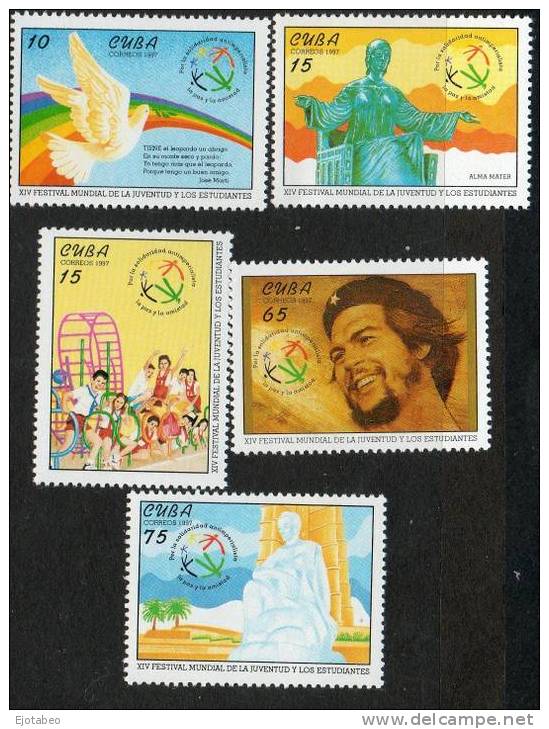 5a  CUBA-1997-Mint-4022-26- Yvert 3632-3636- 19º Festival Mundial De La Juventud Y Los Estudiantes - Oblitérés