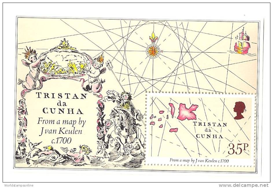 Tristan Da Cunha, Mi 303 (Block 13), Map J. Van Keulen, MNH ** - Tristan Da Cunha