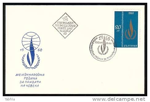 BULGARIA - 1968 - Annee International Des Droise De L'Homme - Spec.covert Spec.cache - Storia Postale