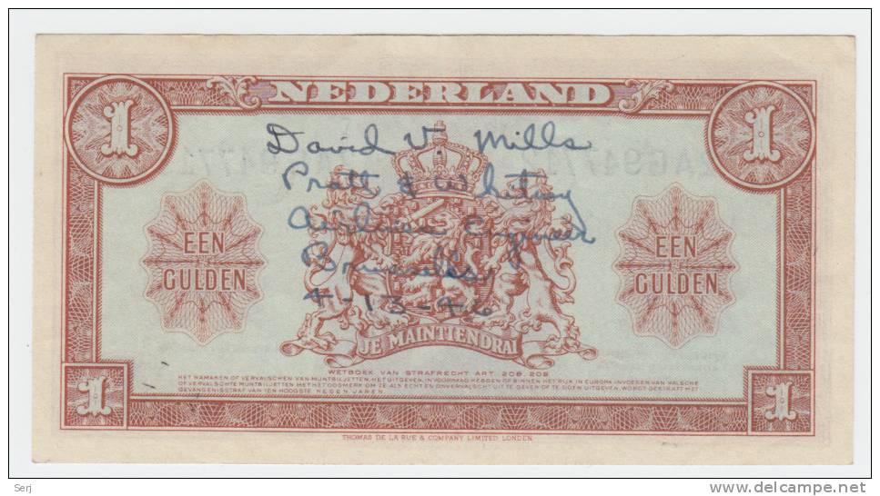 Netherlands 1 Gulden 1945 P 70 (snorter) - 1 Gulden