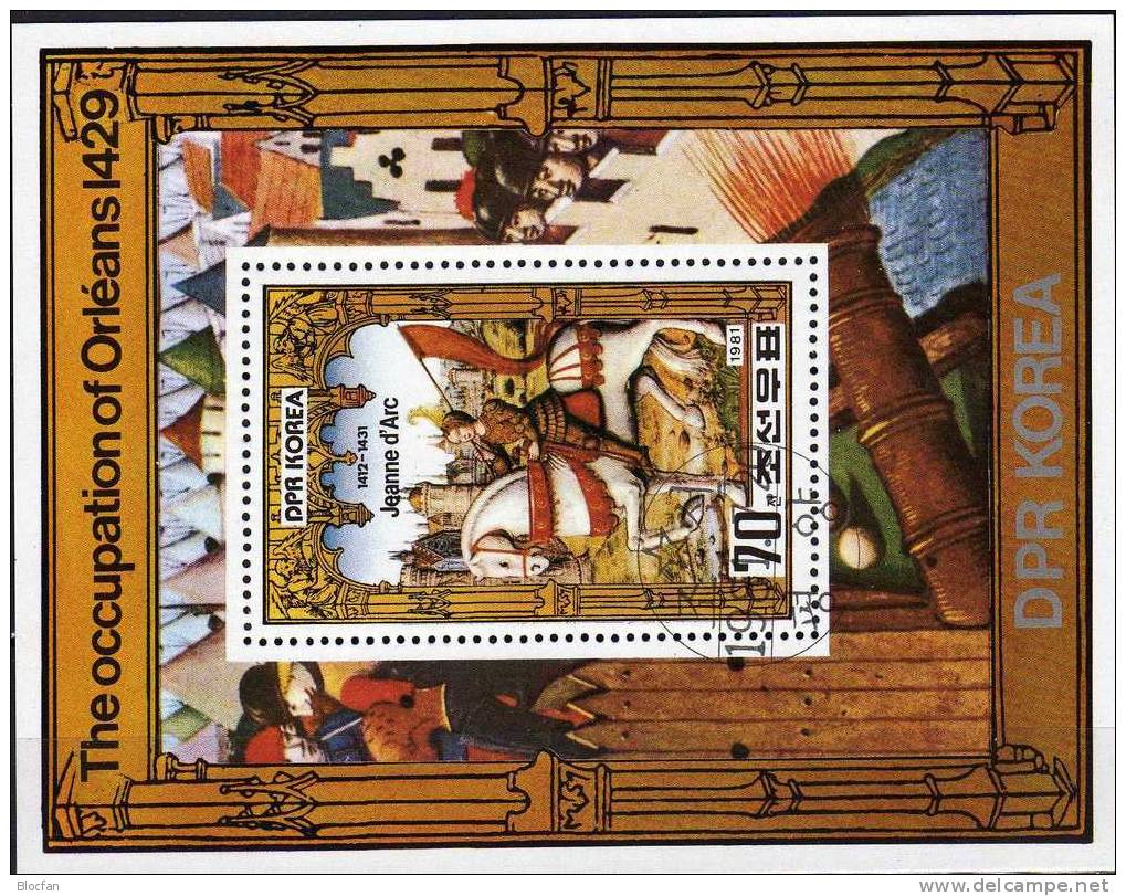 Freiheits-Kämpferin Jeanne De Arc 1981 Korea 2144 Plus Block 100 O 5€ Gemälde Pferd Und Flagge Bloc Sheet From Corea - Révolution Française
