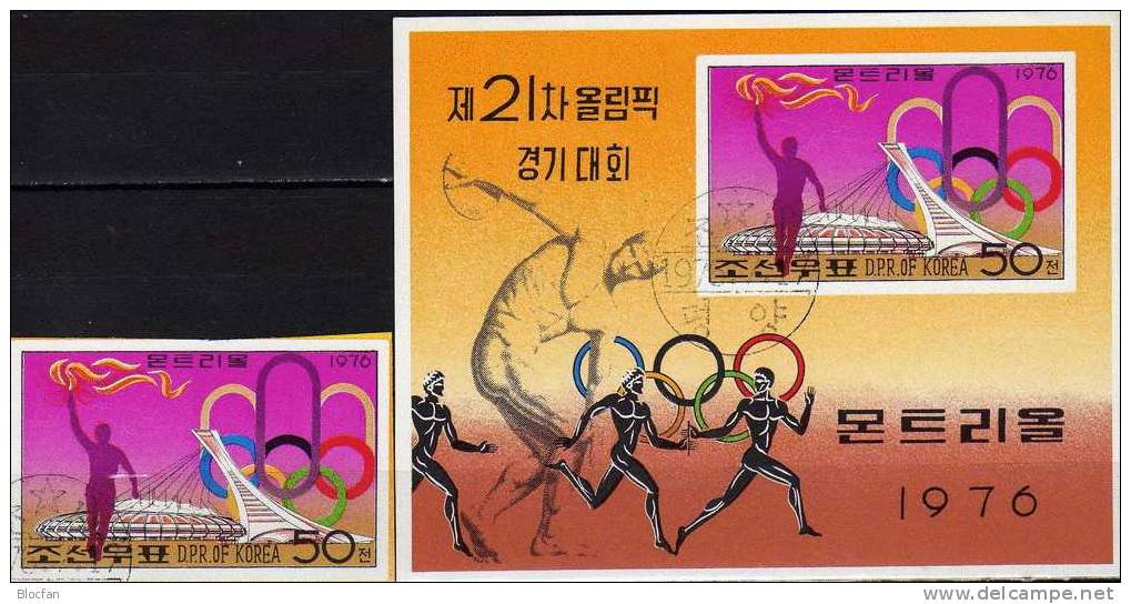 Werbung Für Olympiade 1976 Korea 1514 Plus Block 26 B O 19€ Olympische Flamme Montreal Olympic Bloc Sheet From Corea - Zomer 1976: Montreal