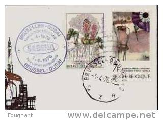 BELGIQUE .-:SABENA.1-4-1976:1er Vol BRUXELLES-DUBAI.Belle Oblitération. - Otros & Sin Clasificación