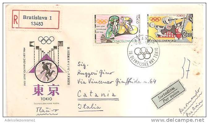 48279)lettera F.d.c. Racc. Aerea Rep. Ceca Serie 1964 Con 2 Valori + Annullo - FDC