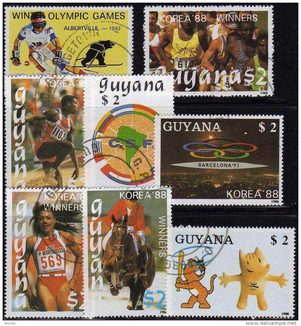 Olympia Und Fussball WM GUYANA 2492/2500 Plus Block 41 O 62€ Sport-Ereignisse 1988/1992 Olympic Bloc Sheet Bf Of America - Ete 1992: Barcelone