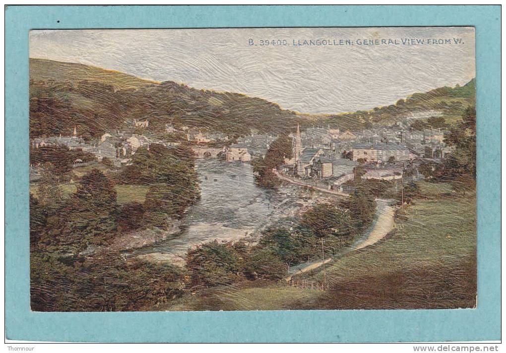 LLANGOLLEN  :  GENERAL VIEW FROM  W.  -  BELLE CARTE SIMILI GAUFREE  - - Denbighshire